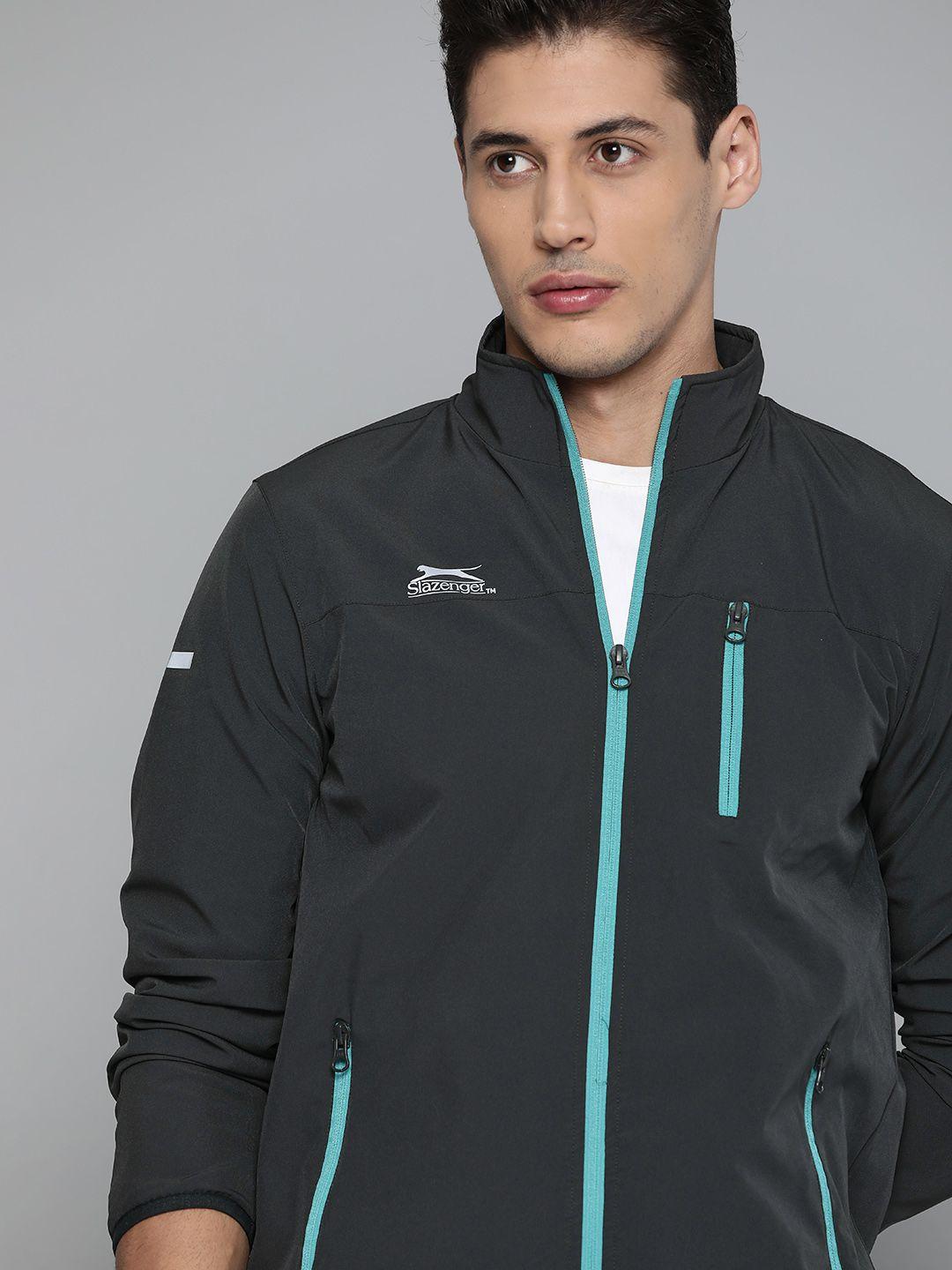 slazenger men black running packable ultra-dry sporty jacket