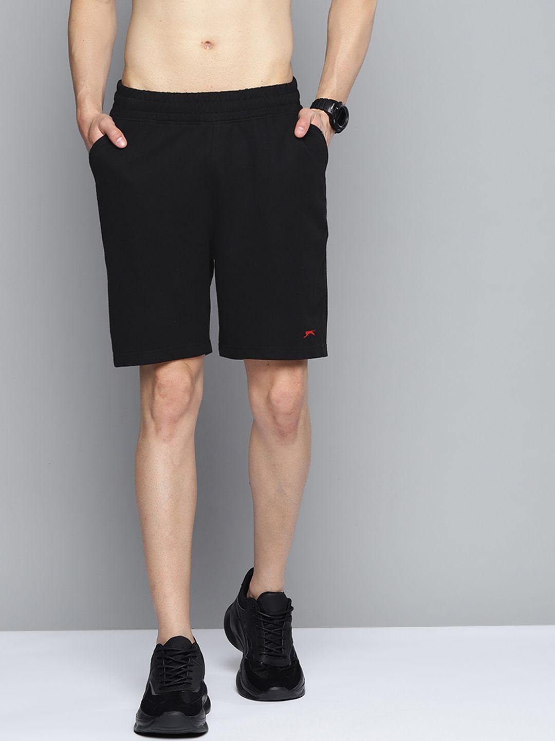 slazenger men black solid sports shorts