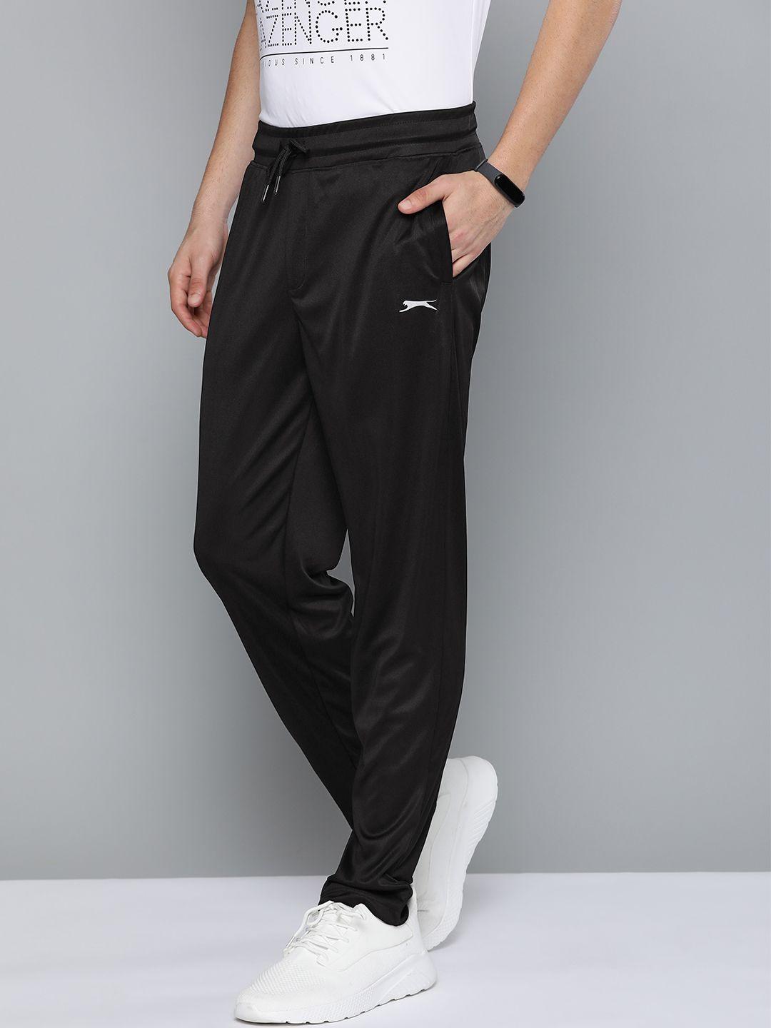 slazenger men black solid track pants