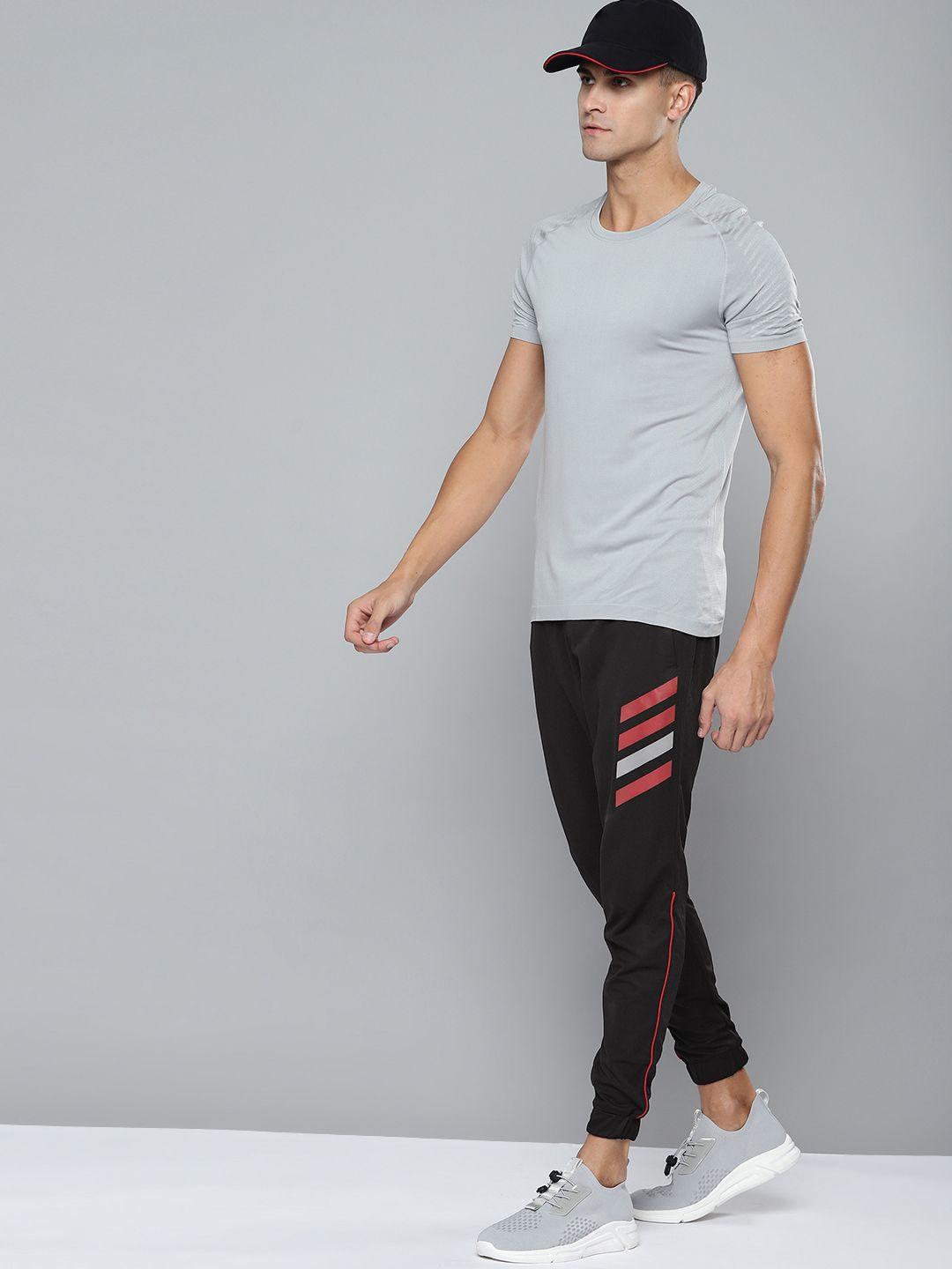 slazenger men black striped detail running joggers with reflective print