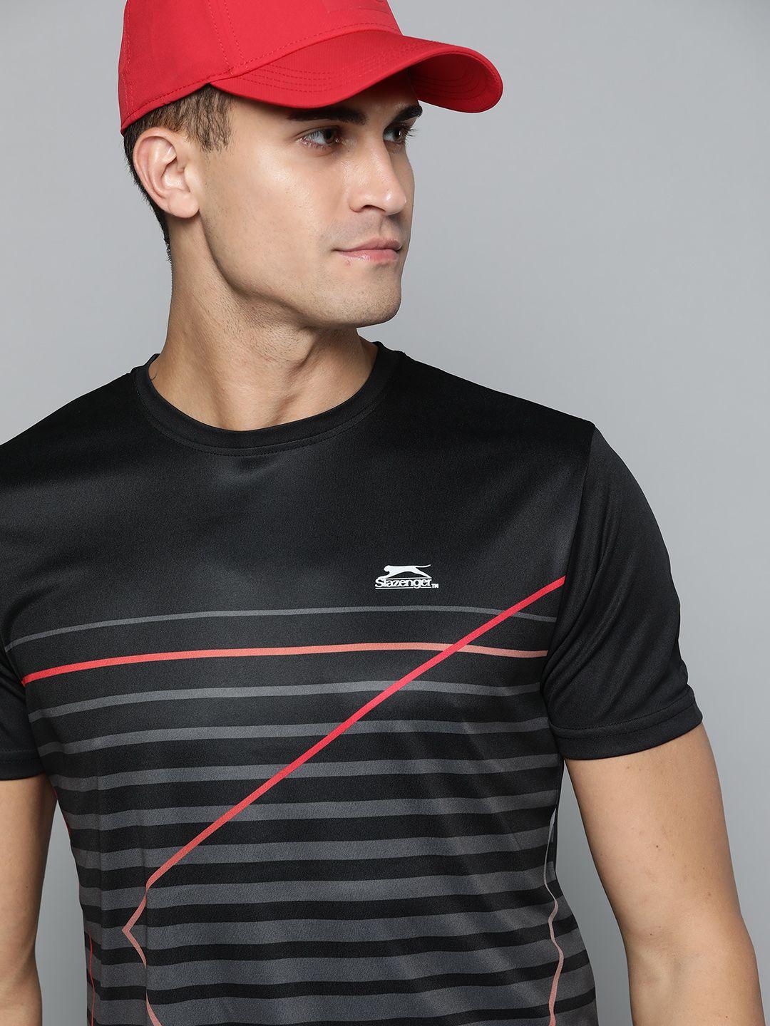 slazenger men black striped t-shirt