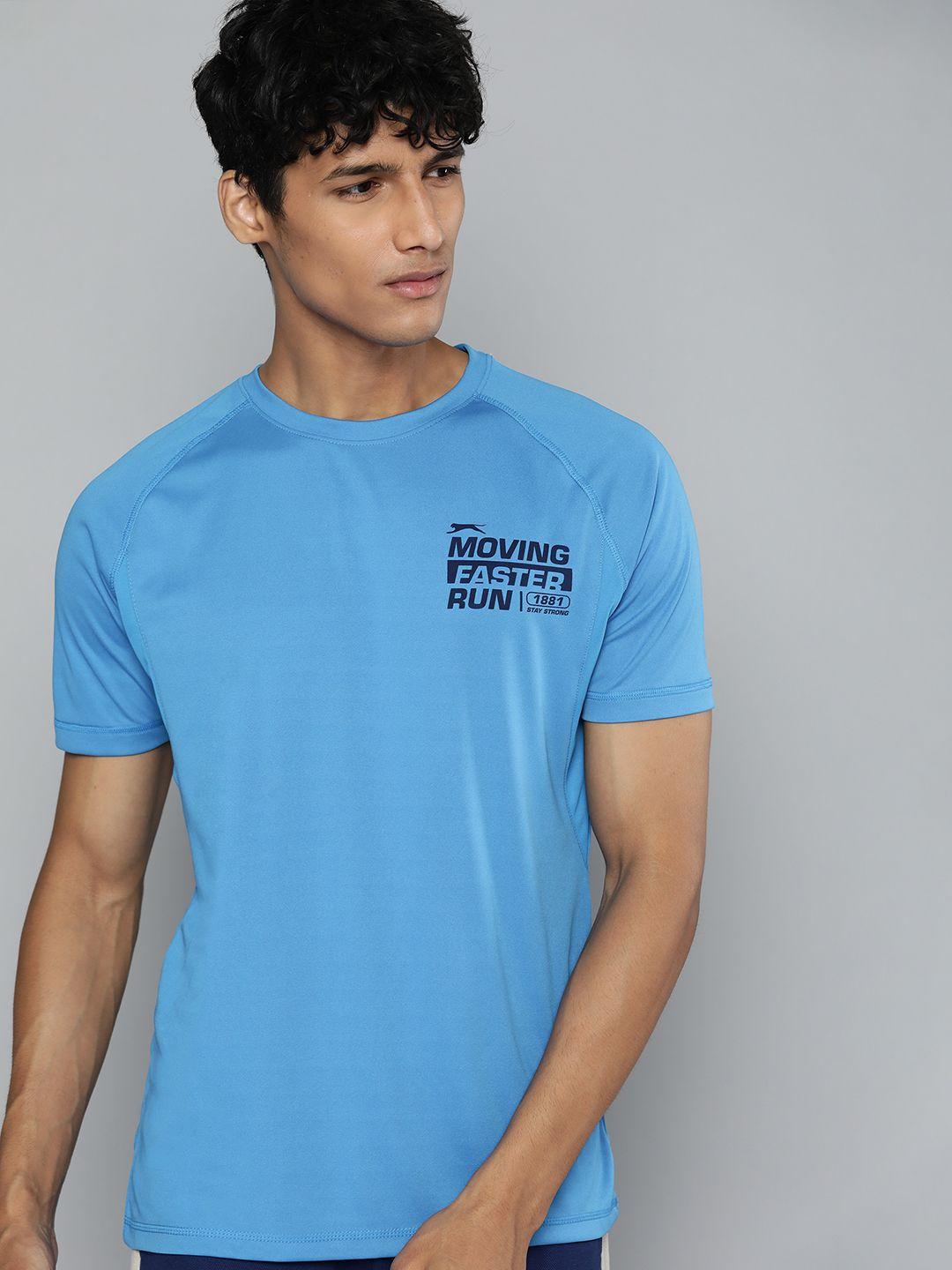 slazenger men blue typography printed t-shirt