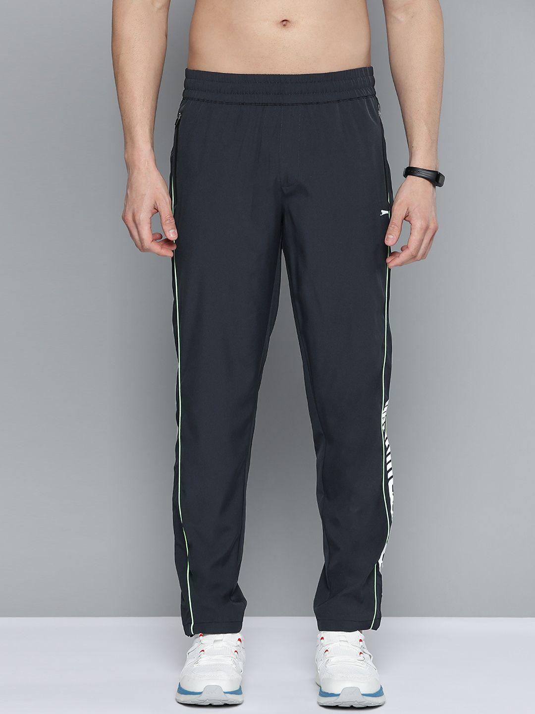 slazenger men charcoal grey print detail track pants