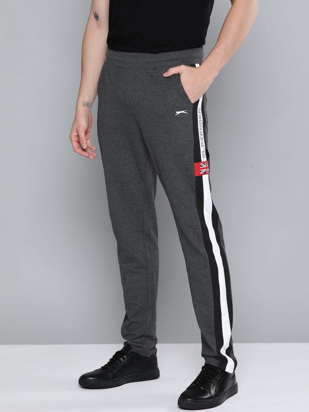 slazenger men charcoal grey solid athleisure track pants