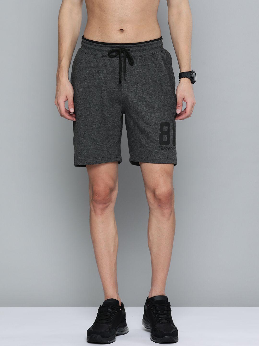 slazenger men charcoal grey typography print detail sports shorts