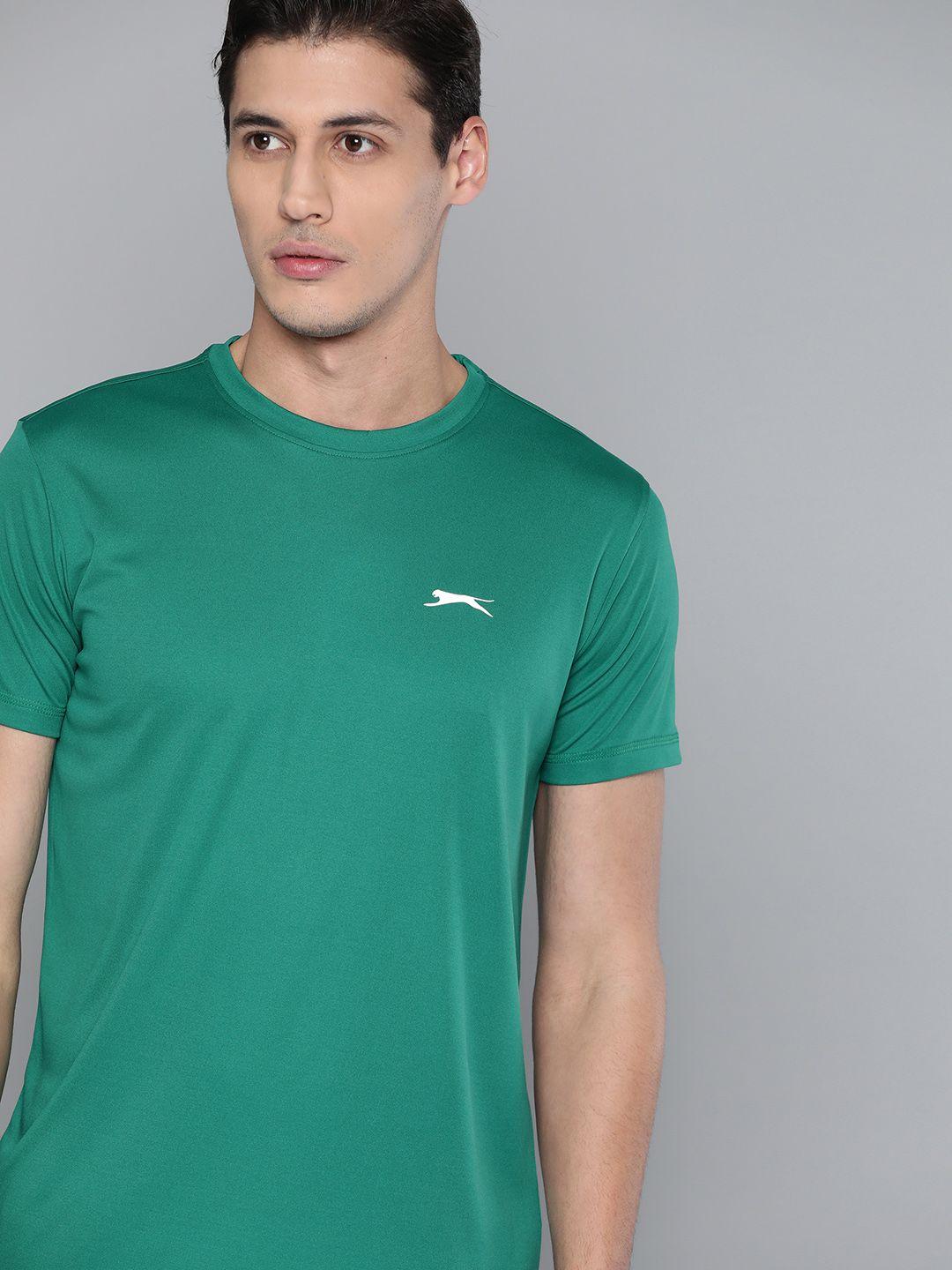 slazenger men green brand logo running t-shirt