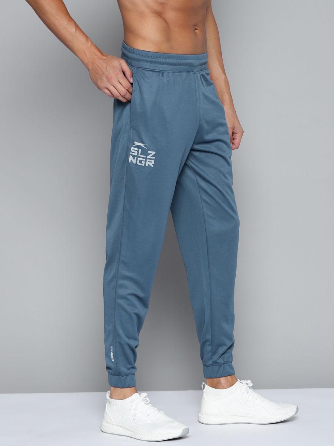 slazenger men grey (with a tinge of blue) brand logo detail running joggers