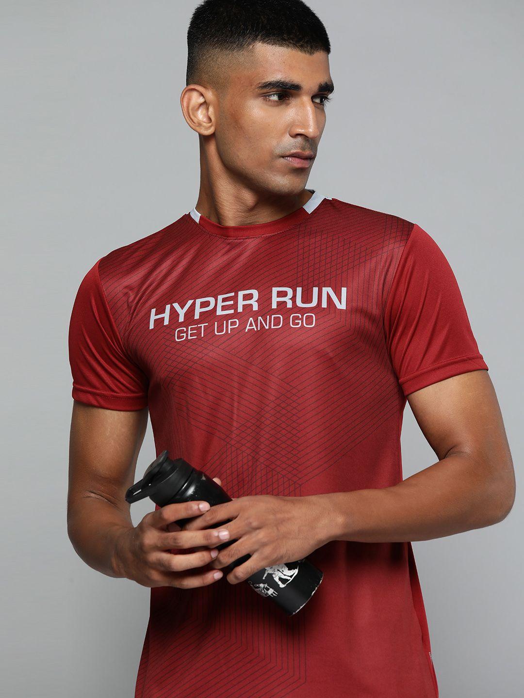 slazenger men maroon & grey typography printed t-shirt