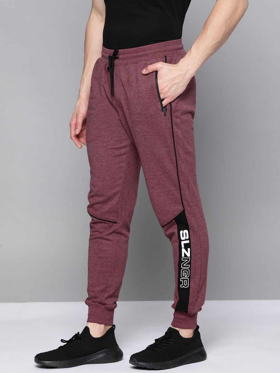 slazenger men maroon solid joggers