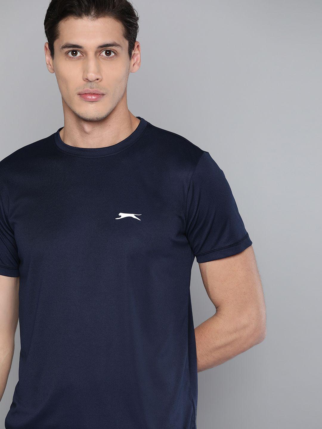 slazenger men navy blue brand logo running t-shirt