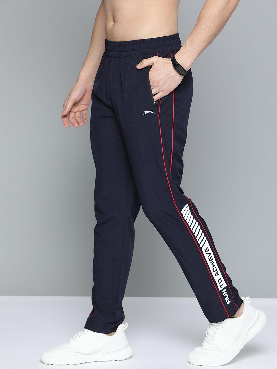 slazenger men navy blue print detail track pants