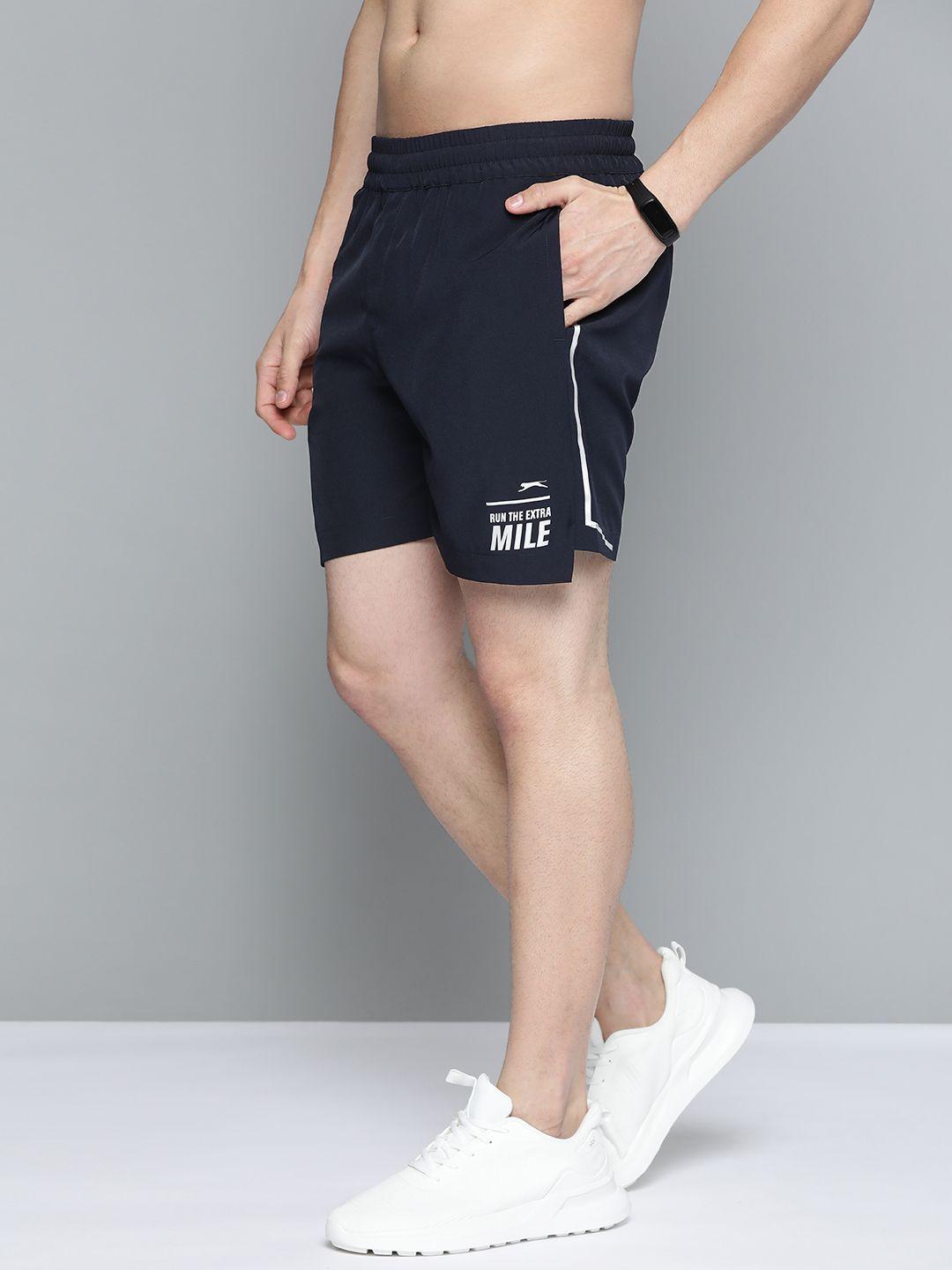 slazenger men navy blue printed detail  rapid-dry sports shorts