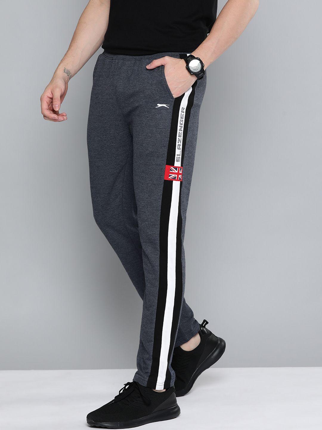 slazenger men navy blue solid athleisure track pants