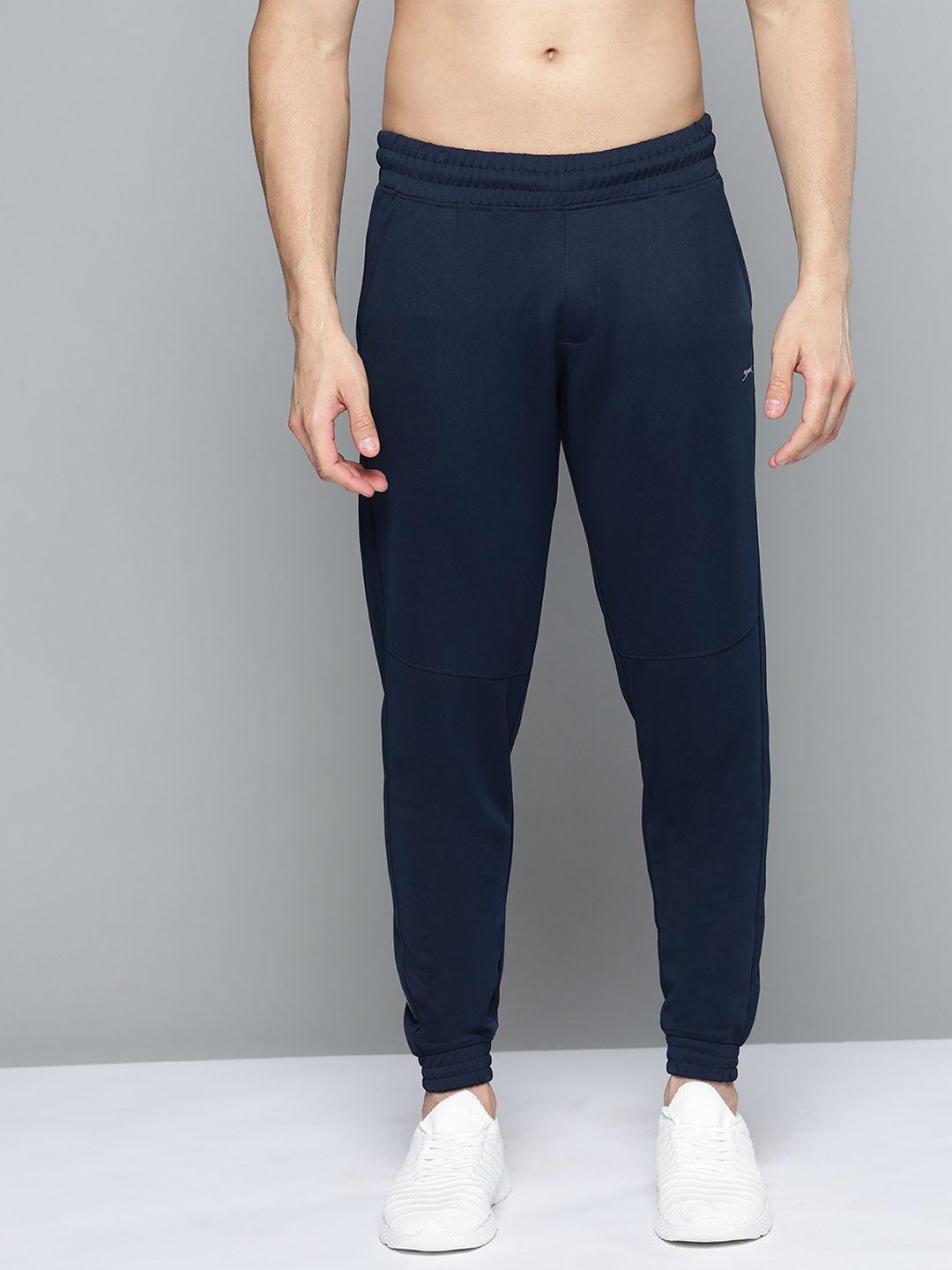 slazenger men navy blue solid running rapid-dry joggers