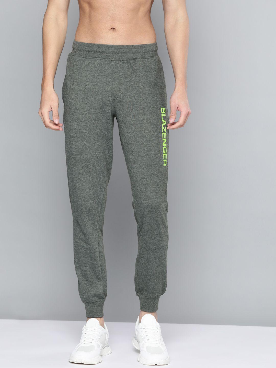 slazenger men olive green melange effect joggers