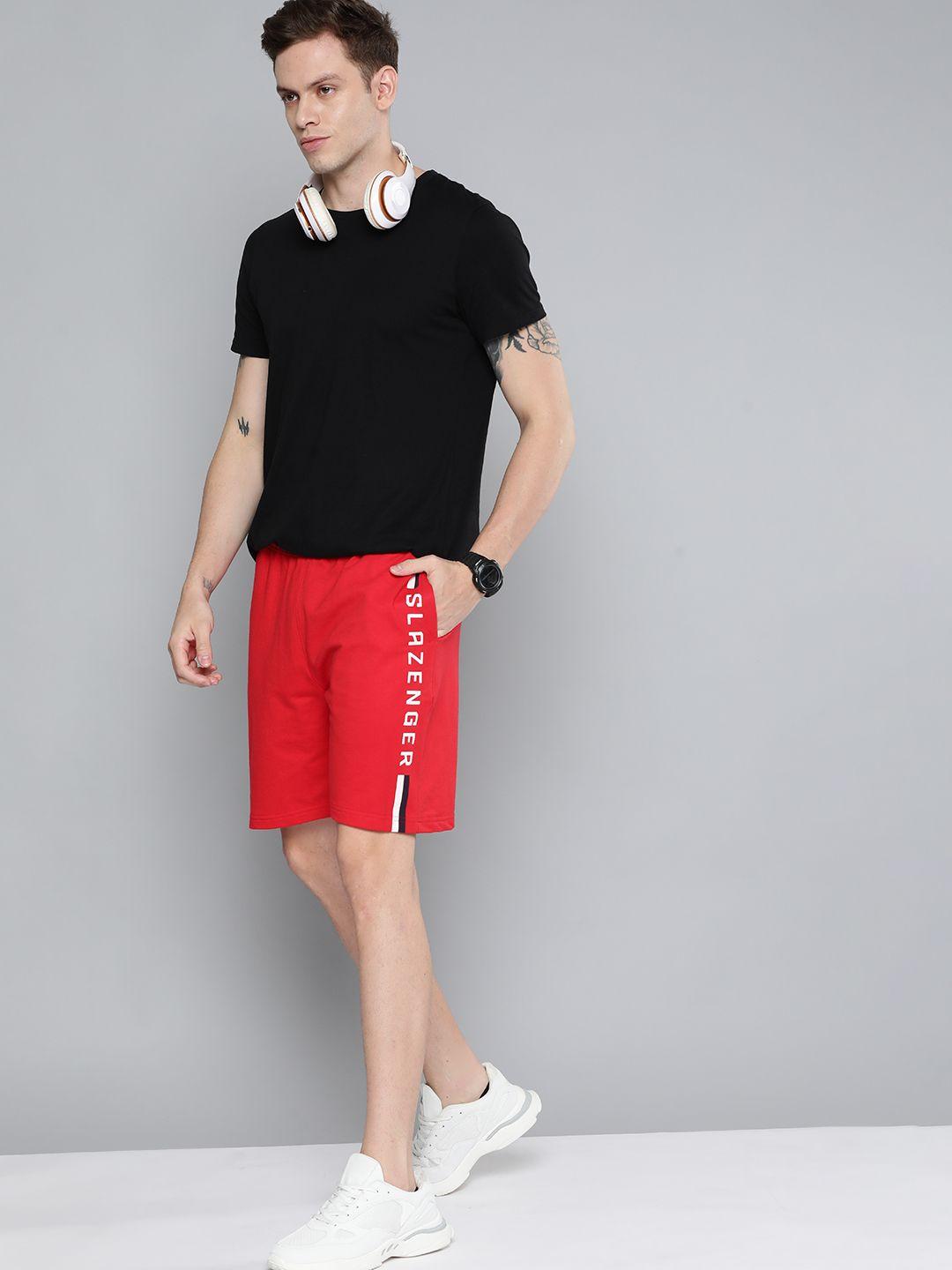 slazenger men red brand logo printed shorts