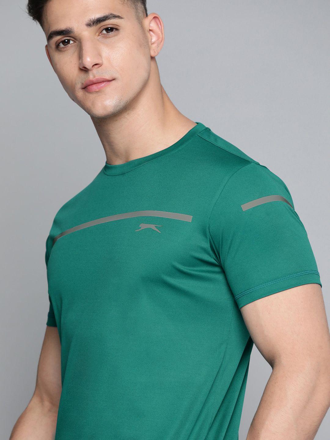 slazenger men teal green striped detail ultra-dry running t-shirt