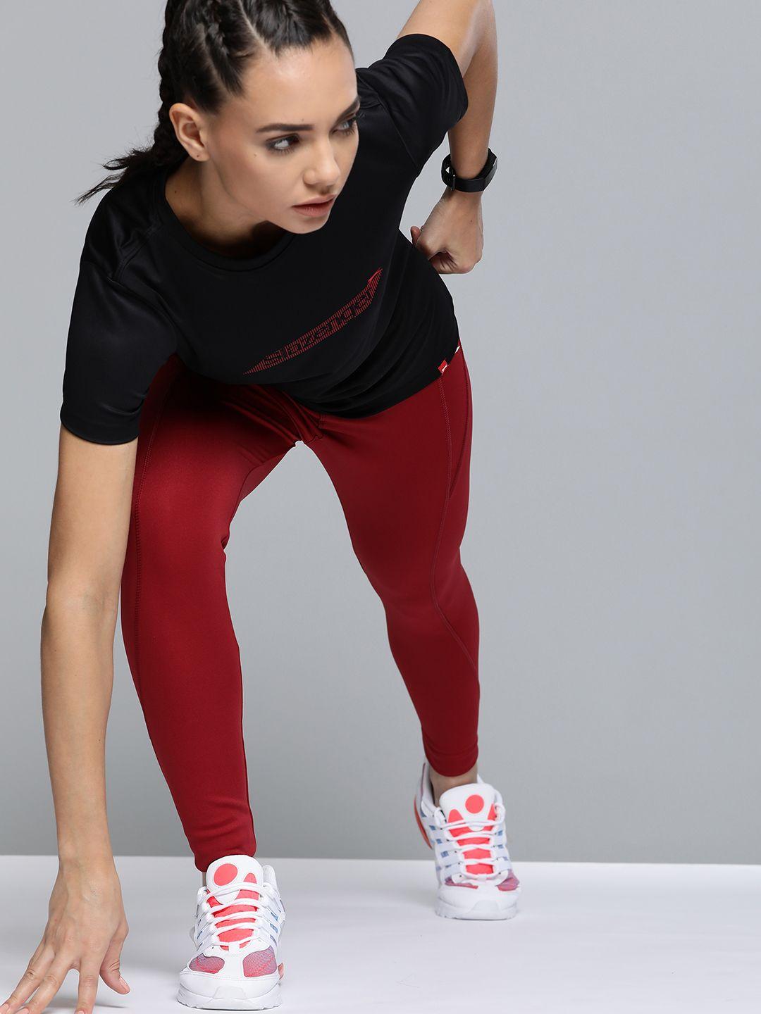 slazenger women black & red brand logo printed t-shirt