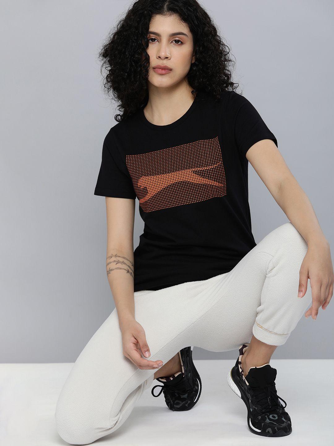 slazenger women black brand logo printed t-shirt