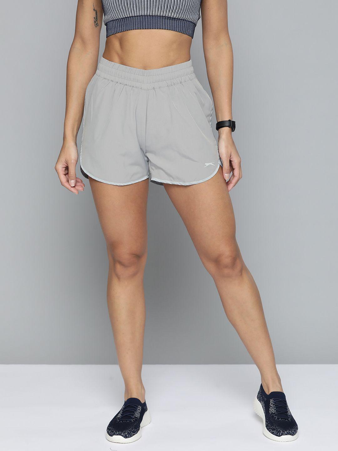 slazenger women grey solid sports shorts