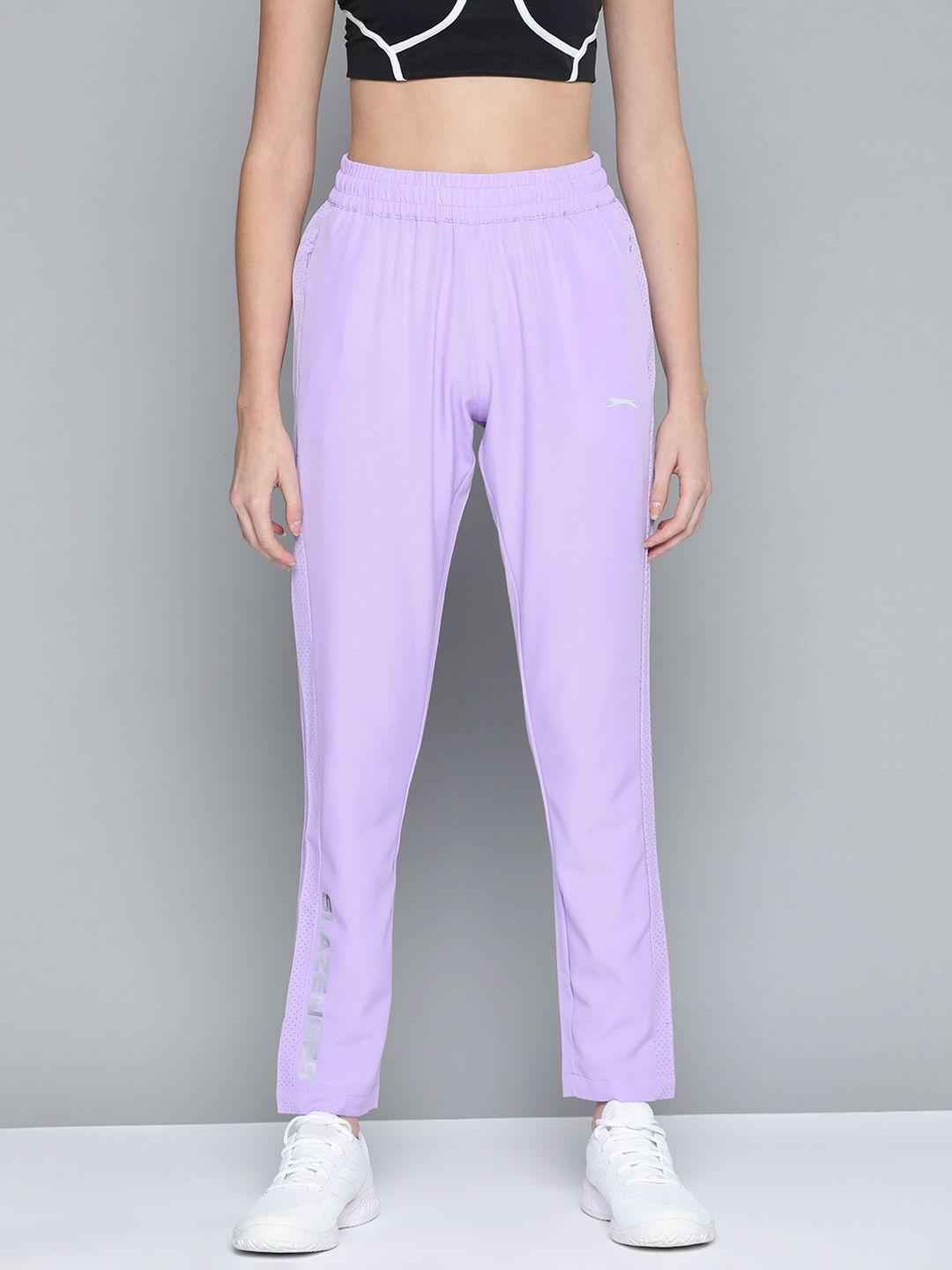 slazenger women lavender brand logo printed running track pants