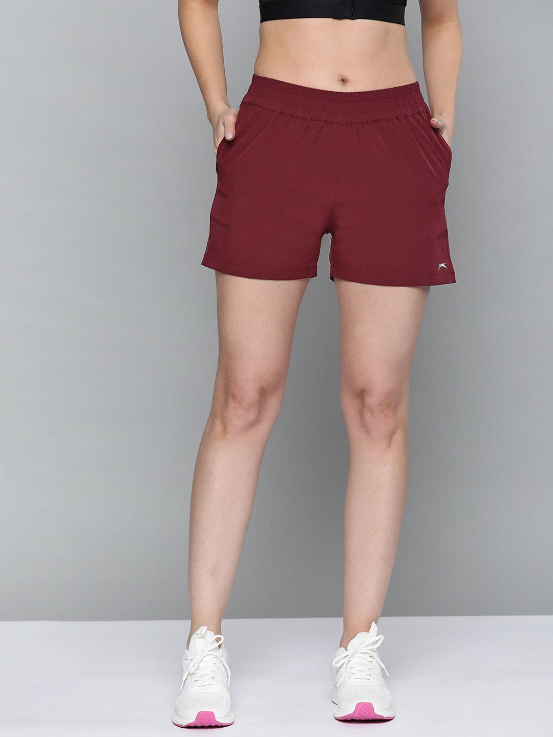 slazenger women maroon solid sports shorts