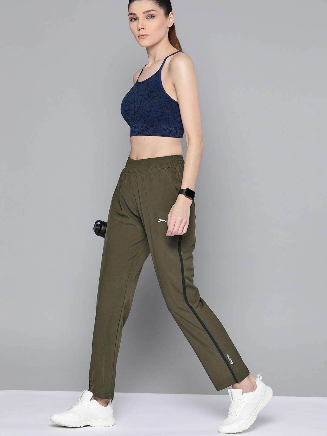 slazenger women olive green solid track pants