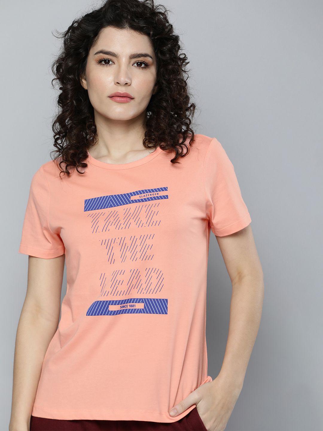 slazenger women pink typography printed athleisure t-shirt