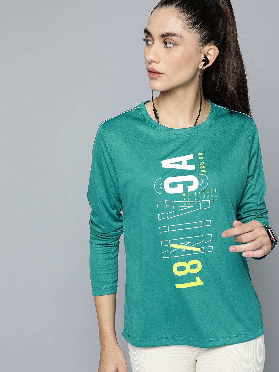 slazenger women teal green typography printed running t-shirt