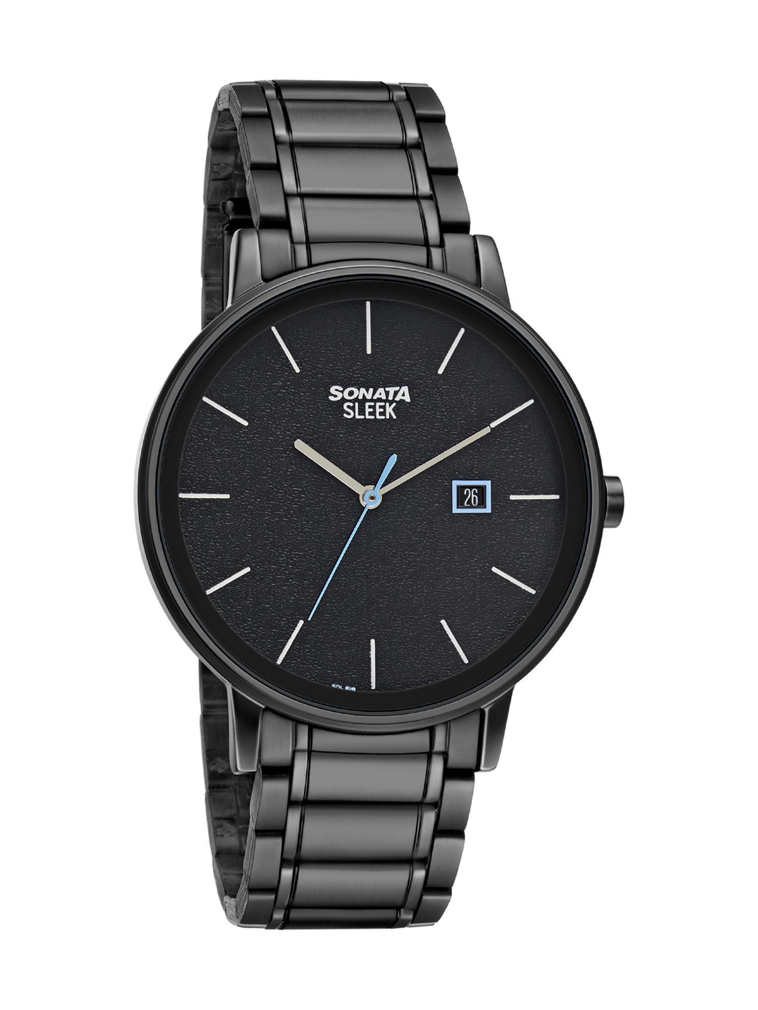sleek 7131nm02 black dial analog watch for men