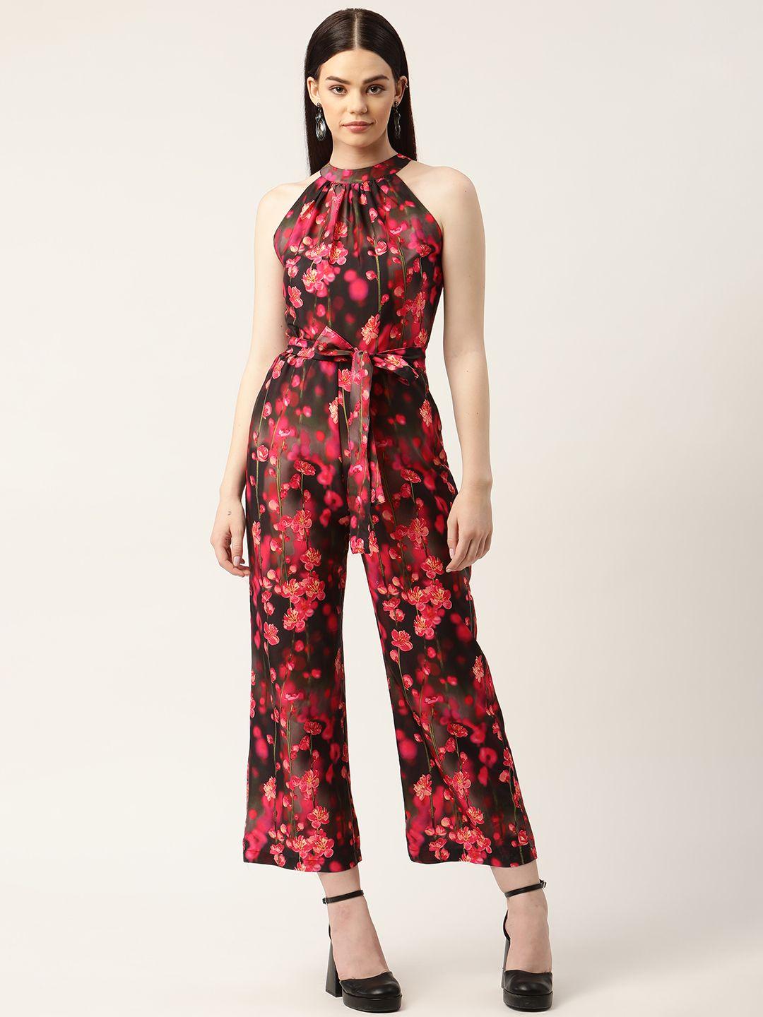 sleek italia black & red printed basic jumpsuit