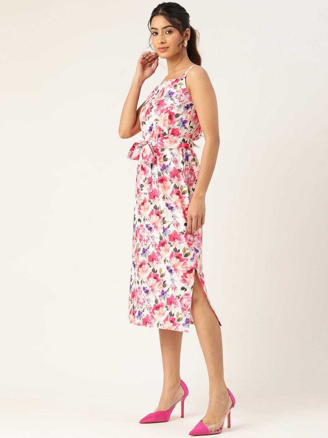 sleek italia floral crepe tie-ups sheath midi dress