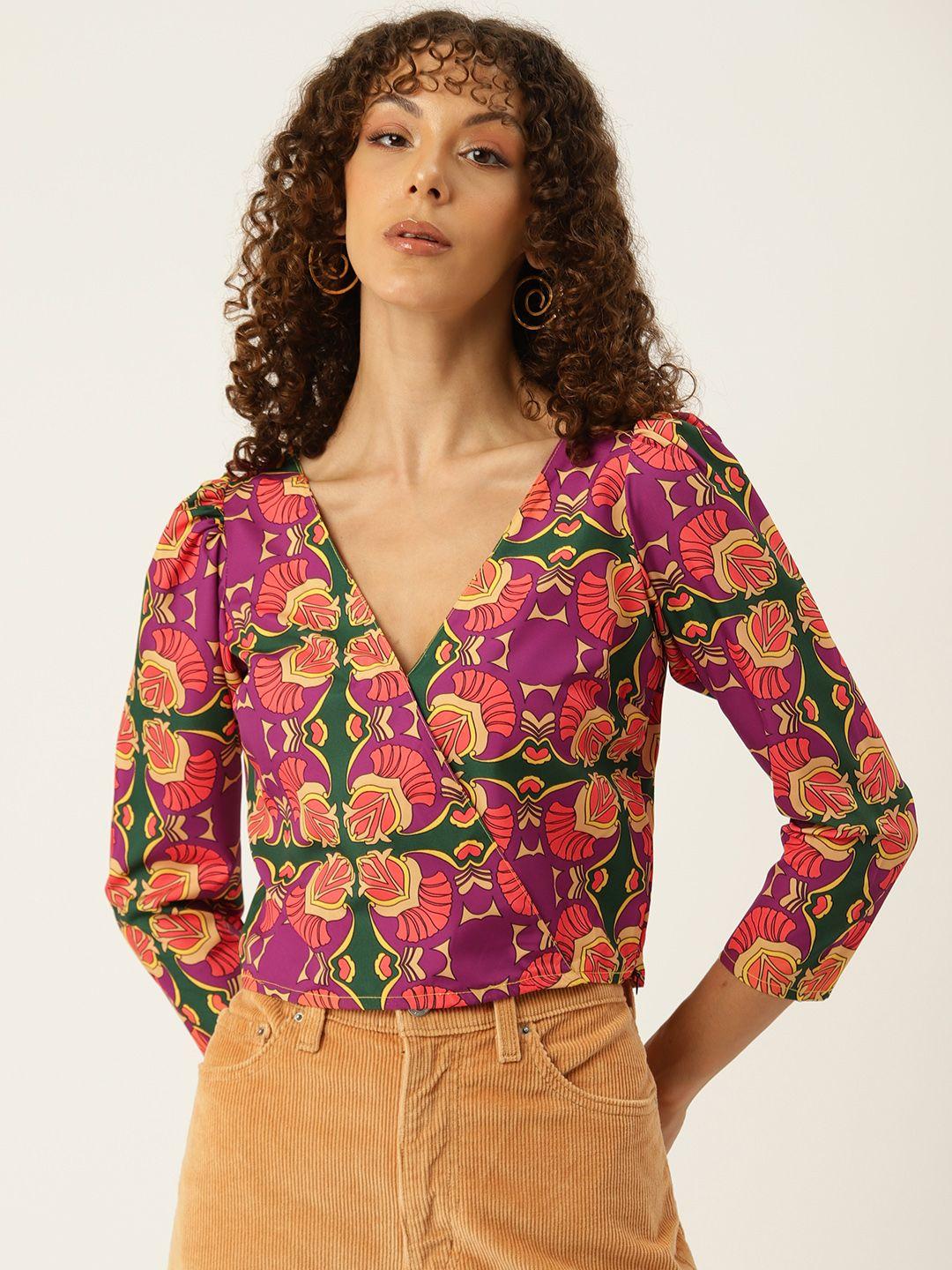 sleek italia floral print crepe top