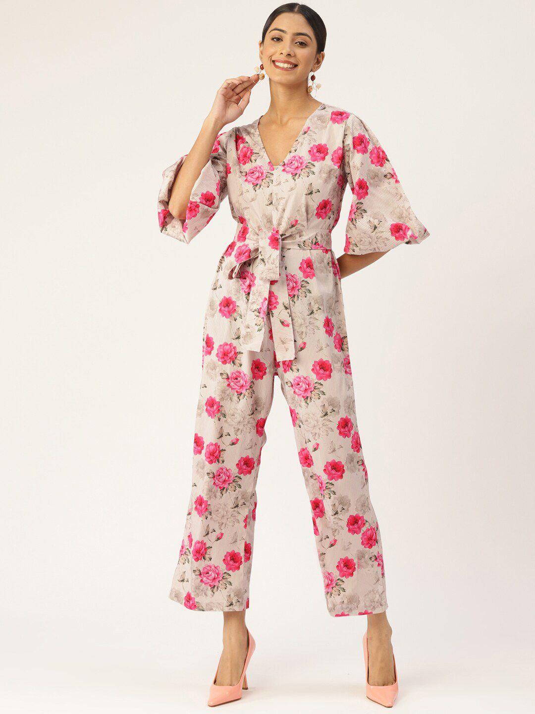 sleek italia floral printed bell sleeves basic jumpsuit