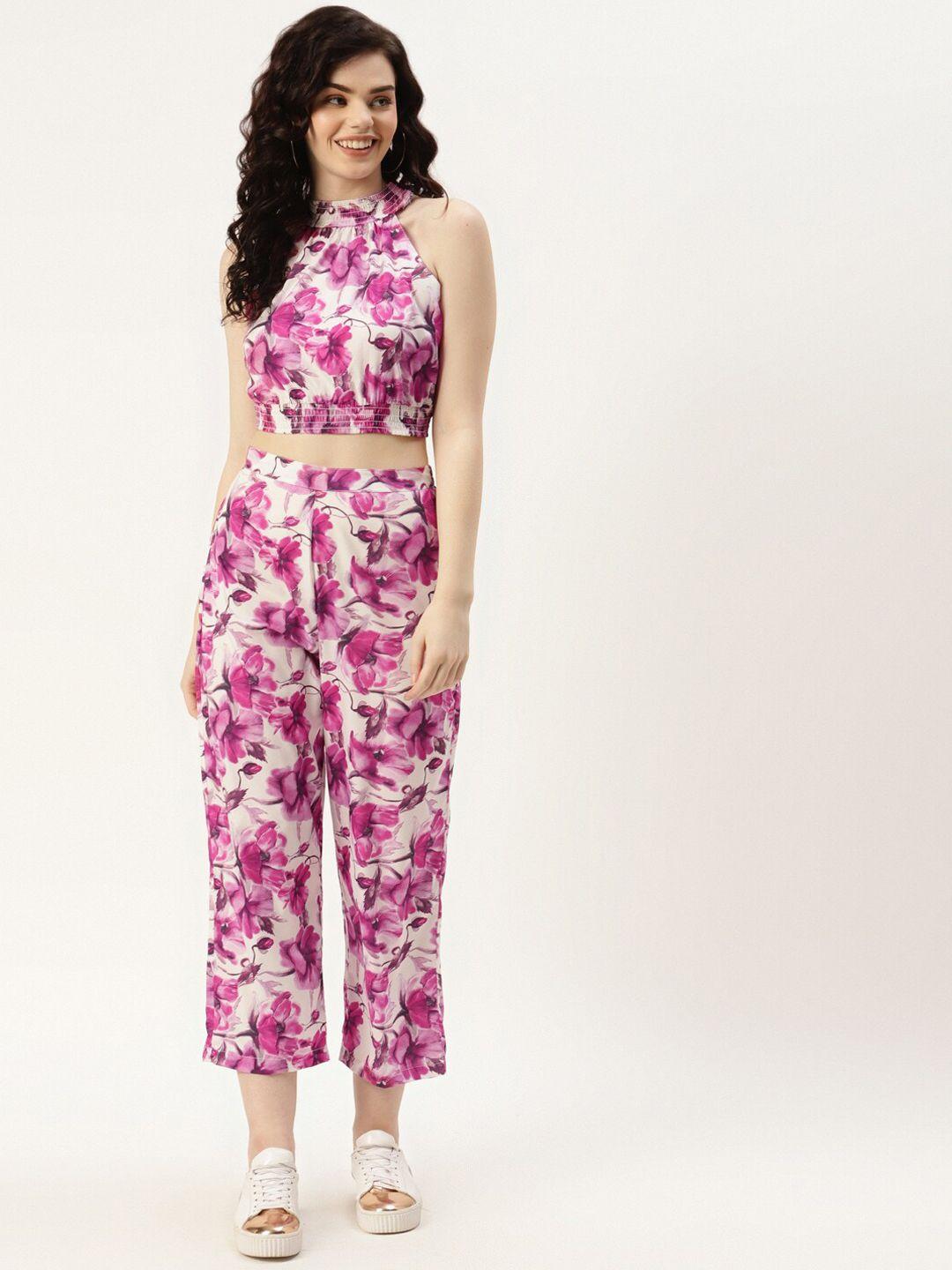 sleek italia floral printed crop top & trouser