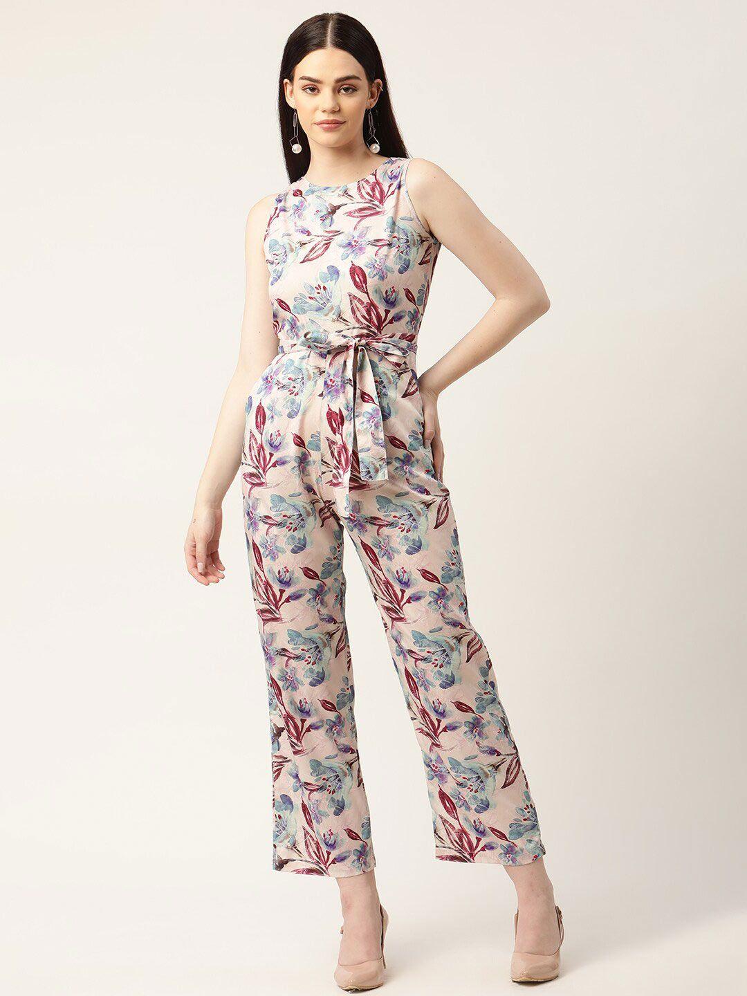 sleek italia floral printed sleeveless basic jumpsuit