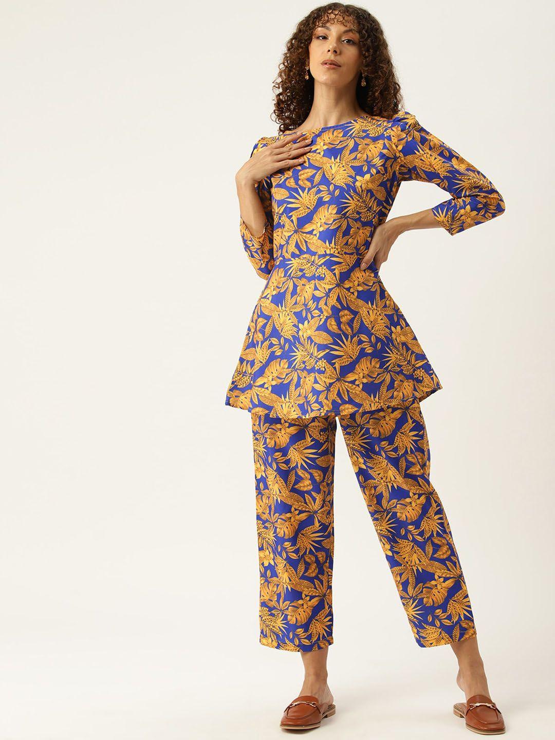sleek italia floral printed tunic with trousers