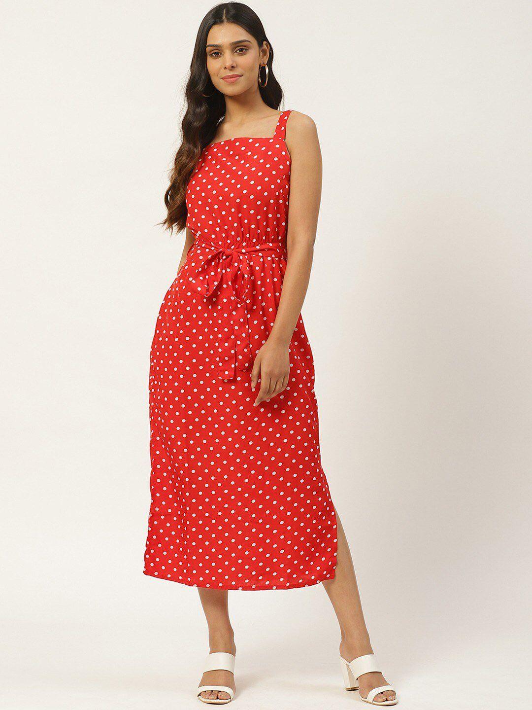 sleek italia polka dots printed a-line midi dress