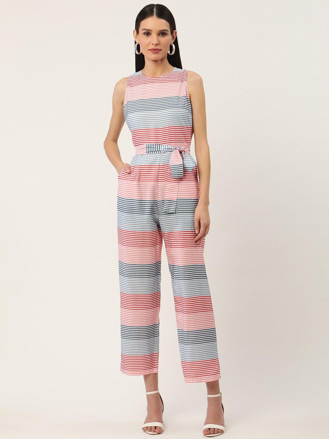 sleek italia striped basic jumpsuit