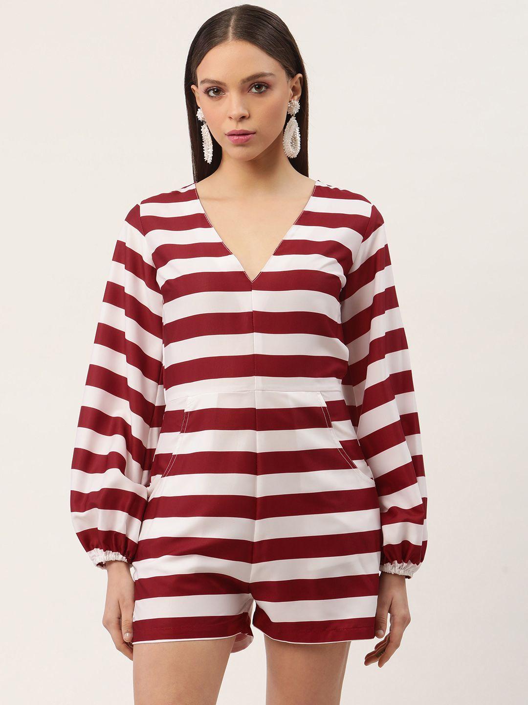 sleek italia striped puff sleeves playsuit