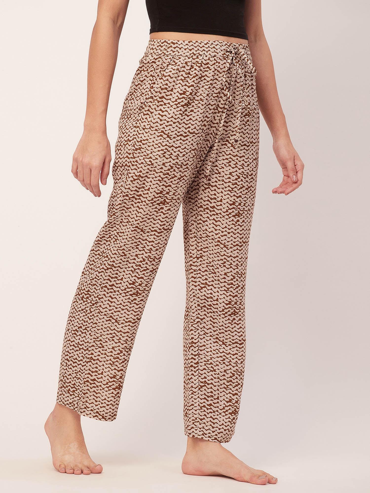 sleepwear printed elastic waist pajamas - beige