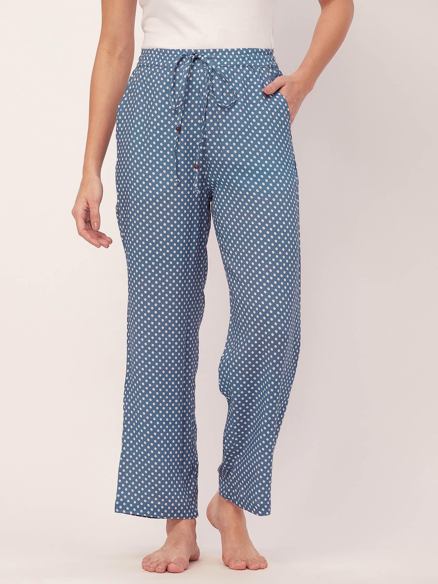 sleepwear printed elastic waist pajamas - blue