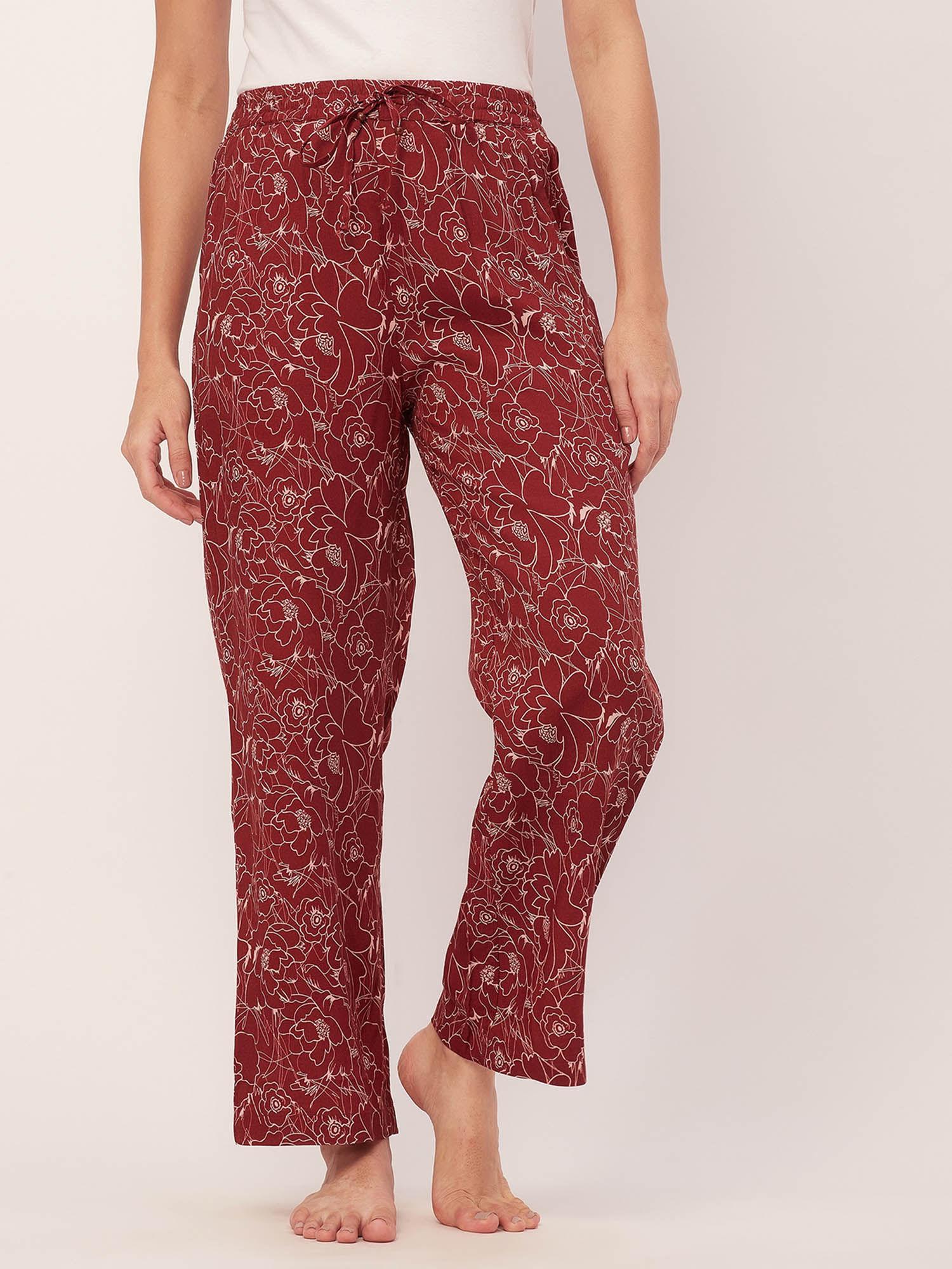 sleepwear printed elastic waist pajamas - maroon