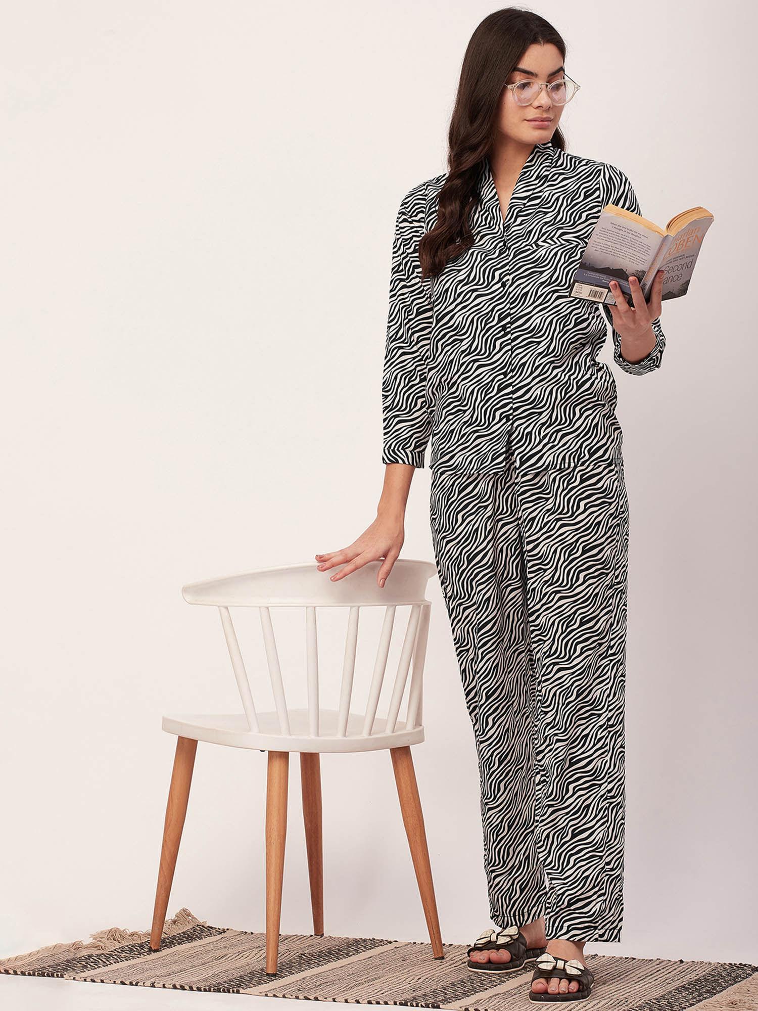 sleepwear printed pajama and shirt - white (set of 2)