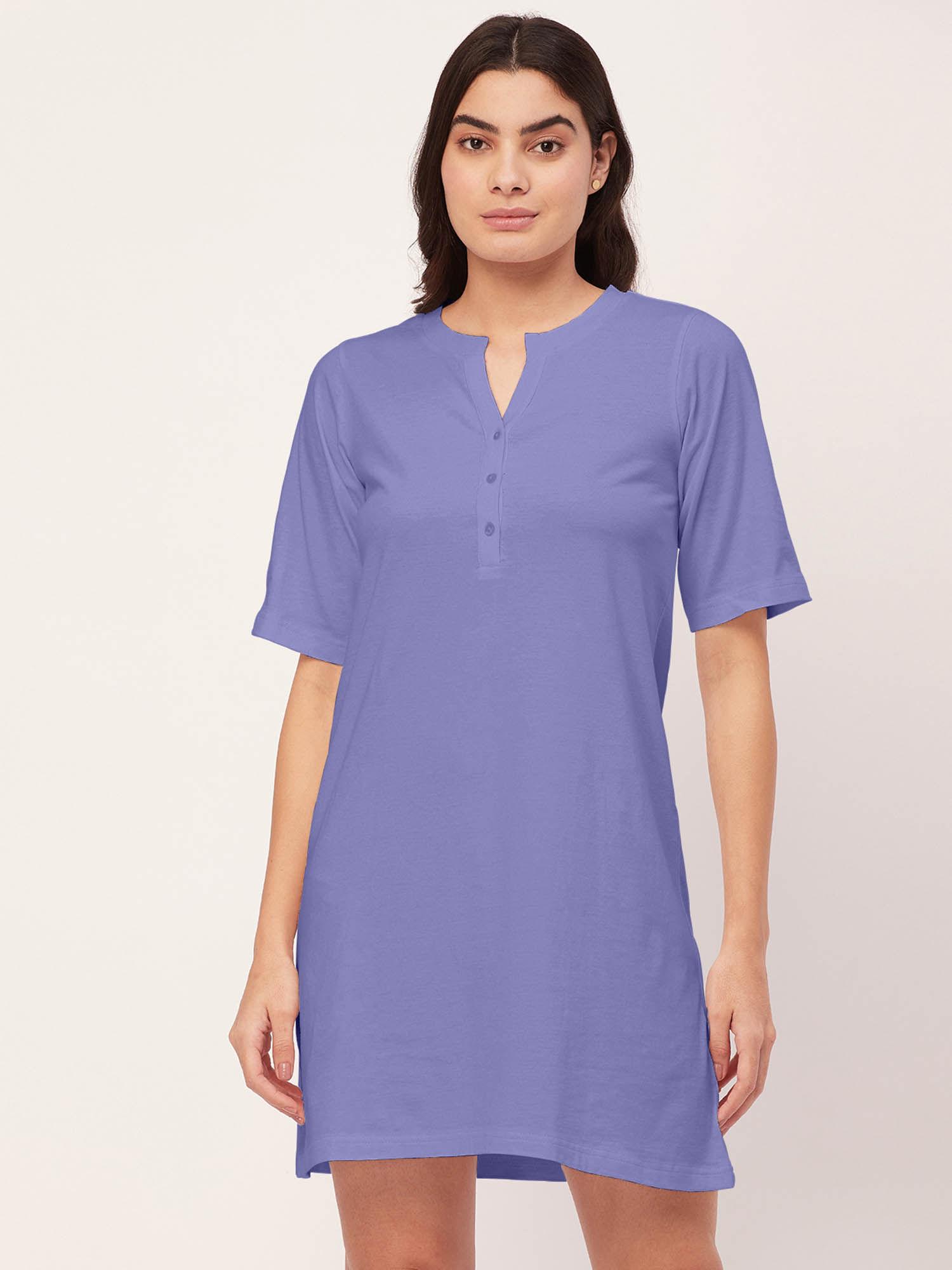 sleepwear solid night dress for women - purple