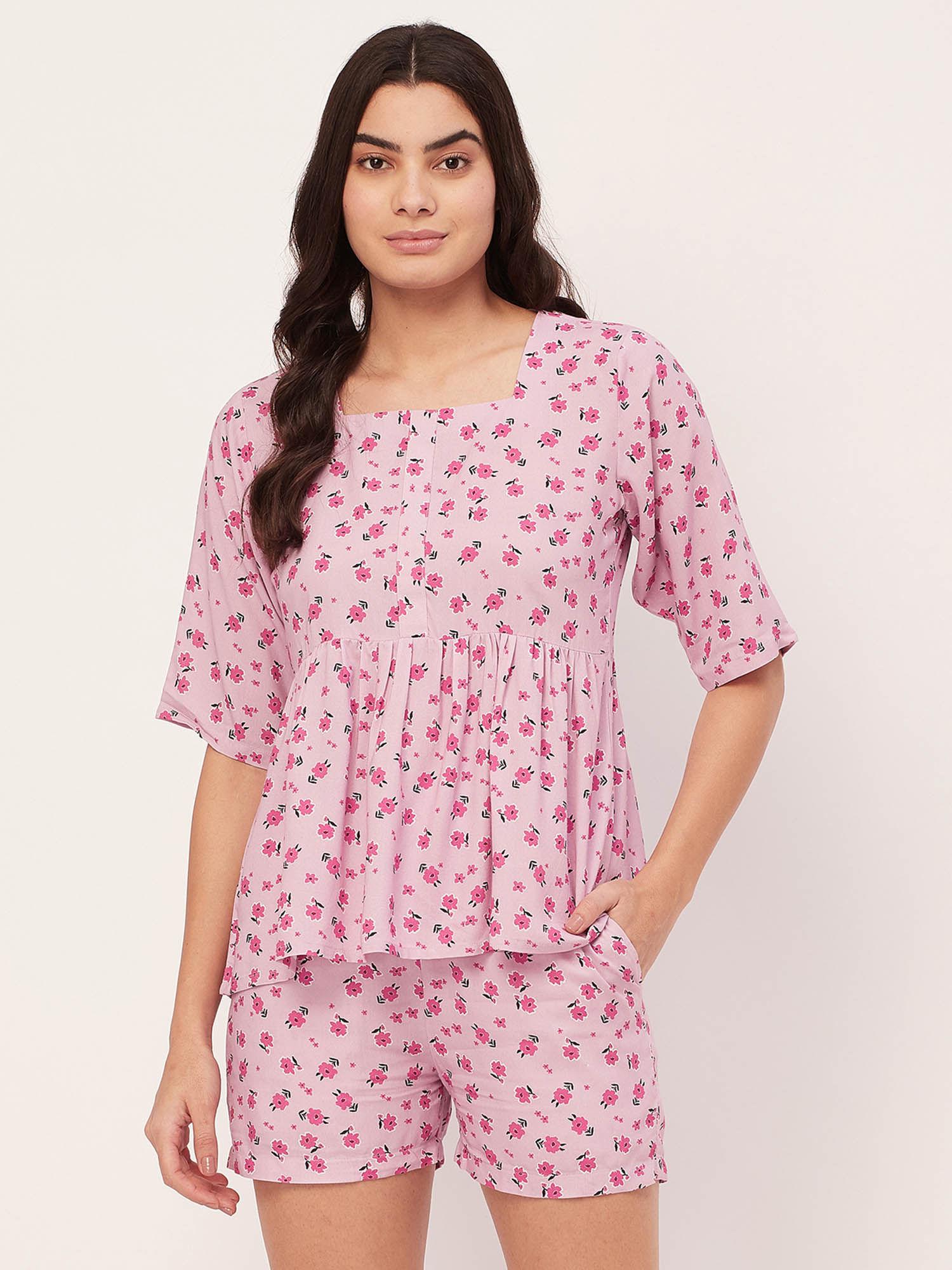 sleepwear top and shorts lounge - pink (set of 2)