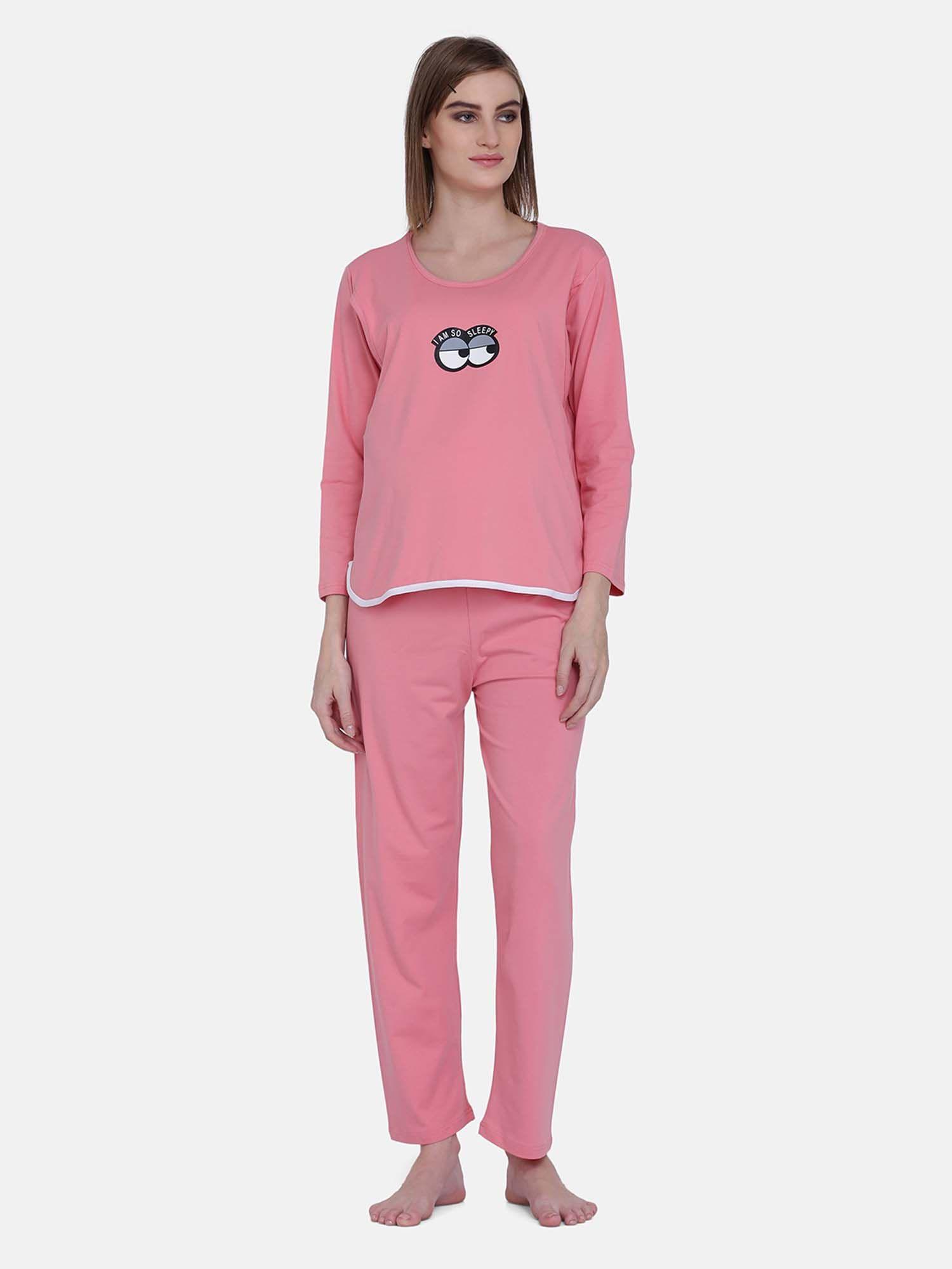 sleepy eyes feeding nightwear set - coral