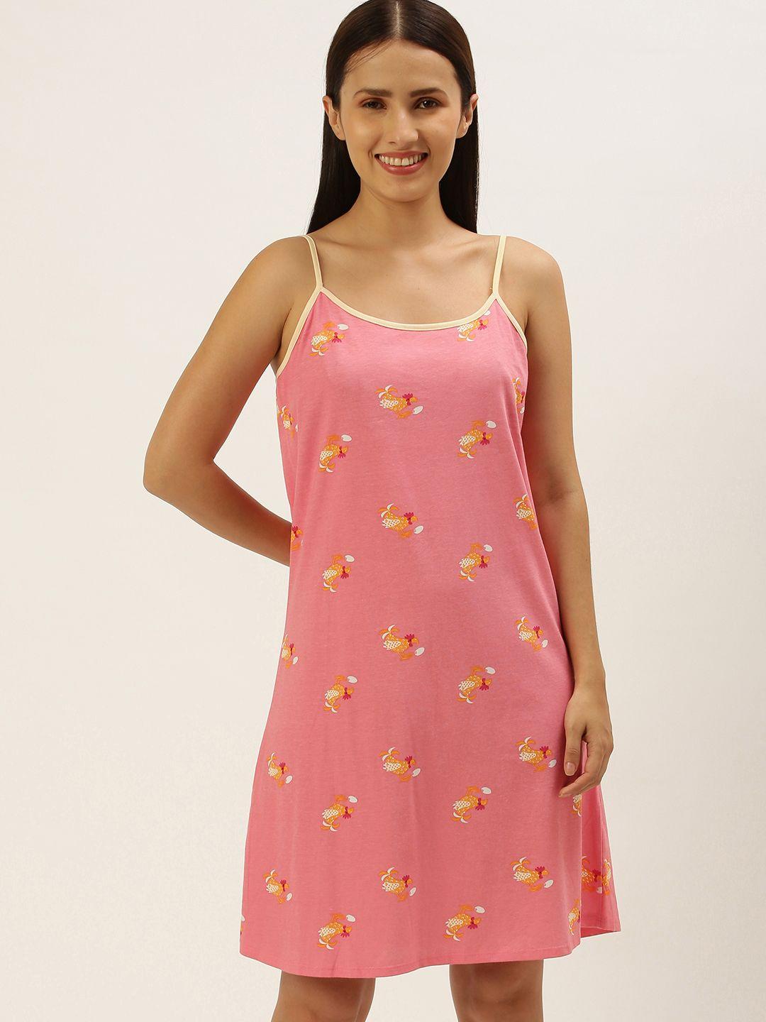 sleepy gals coral printed nightdress