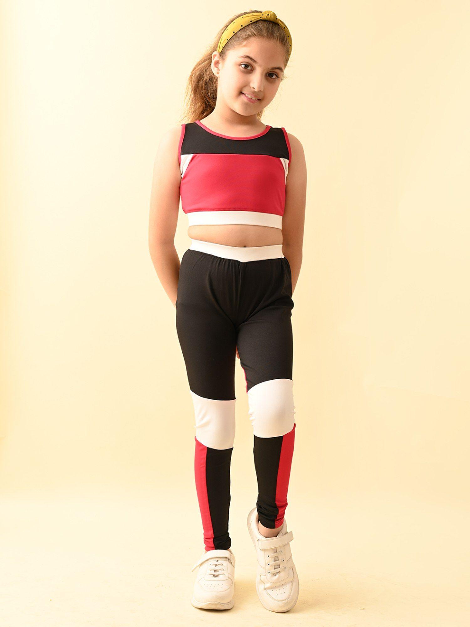 sleeveless colorblock top with legging activewear - multi (set of 2)