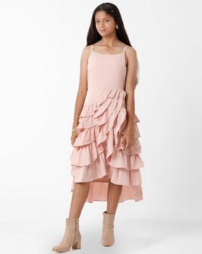 sleeveless fit and flare layered dress